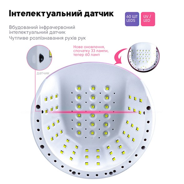 Лампа для манікюру SML S1 180Вт 60led White S1-W фото