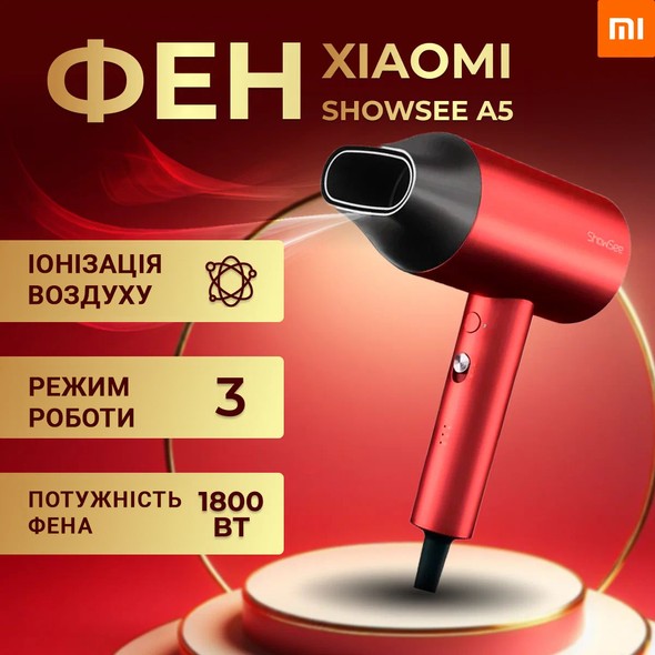 Фен Xiaomi ShowSee A5-R Red SHWS-A5-R-EU фото