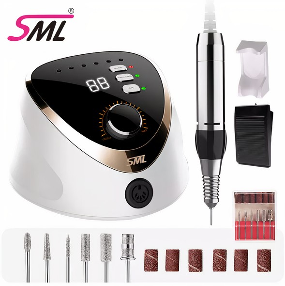 Фрезер для манікюру SML Nail Sander M12 з педаллю, бiлий SML-M12WT фото