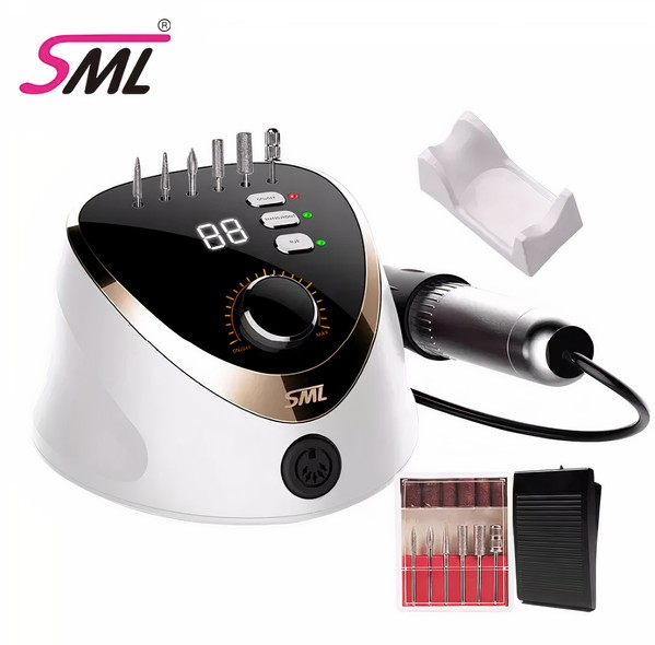 Фрезер для манікюру SML Nail Sander M12 з педаллю, бiлий SML-M12WT фото