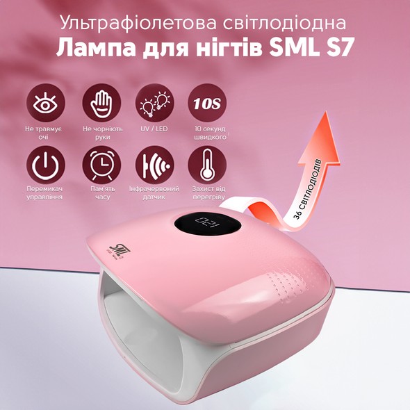 Лампа для манікюру SML S7 48Вт 36led Pink S7-P фото