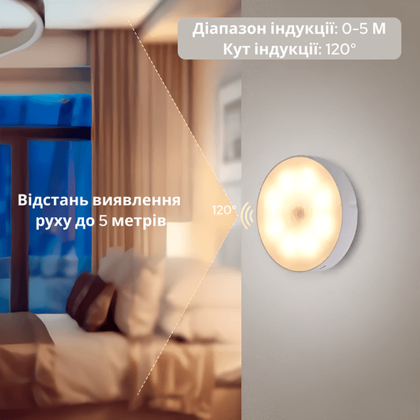 Нічник INSPIRE night GZ-3 із датчиком руху і аккумулятором 400mAH 0.6W RGB+WW GZ-3 фото